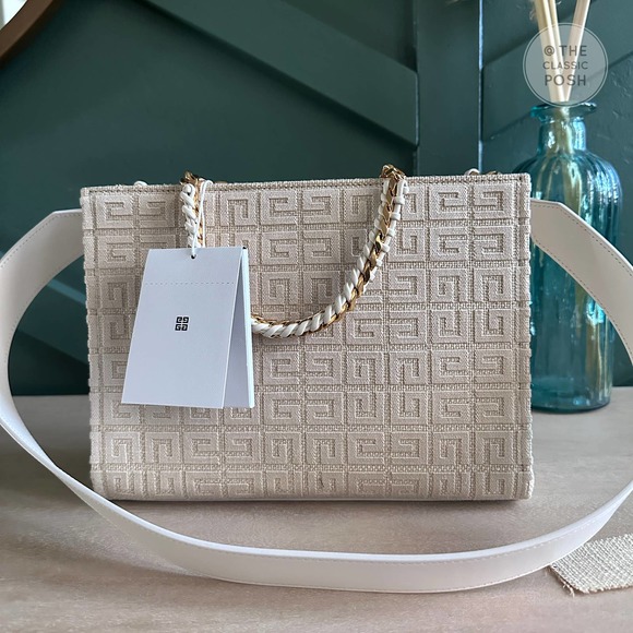 ❌SOLD❌ NEW Givenchy G Tote Small Jute Shopping Bag Cream Tote - Picture 2 of 8